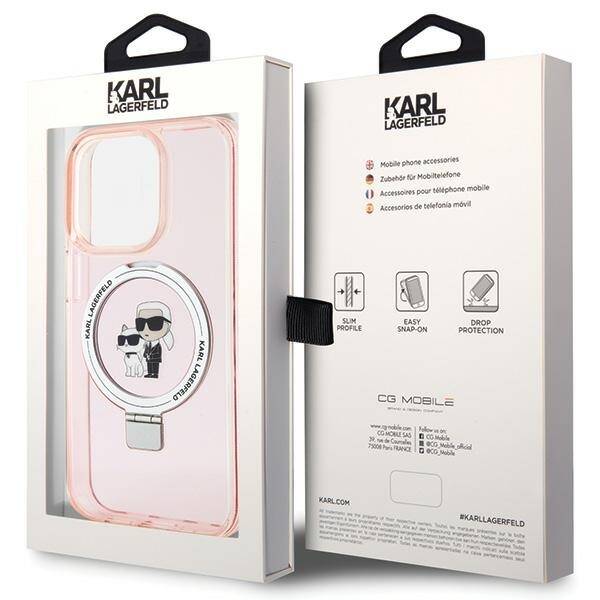 KARL LAGERFELD KLHMP15LHMRSKCP IPHONE 15 PRO 6.1" RÓŻOWY/PINK HARDCASE RING STAND KARL&CHOUPETTTE MAGSAFE