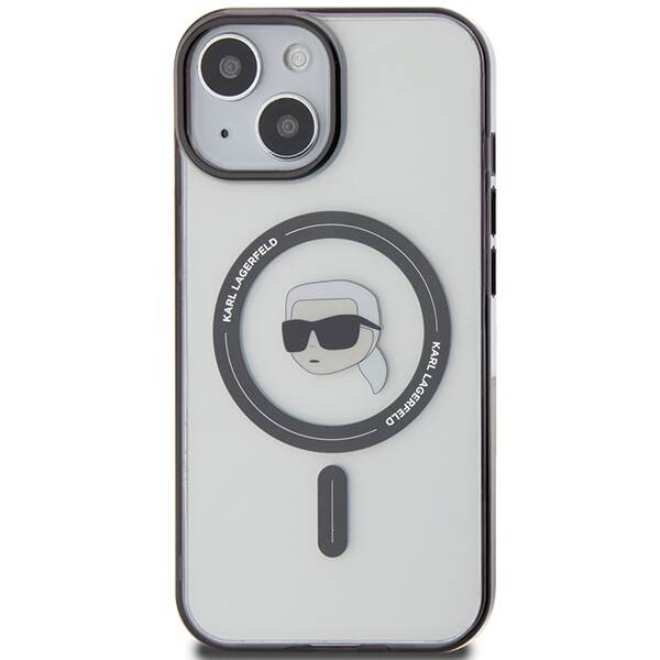 KARL LAGERFELD KLHMP15MHKHNOTK IPHONE 15 PLUS / 14 PLUS 6.7" TRANSPARENT HARDCASE IML KARL`S HEAD MAGSAFE