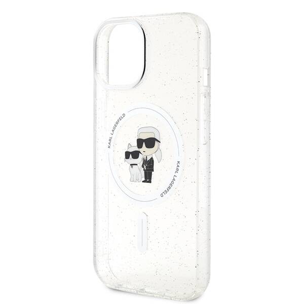 KARL LAGERFELD KLHMP15SHGKCNOT IPHONE 15 / 14 / 13 6.1" TRANSPARENT HARDCASE KARL&CHOUPETTE GLITTER MAGSAFE