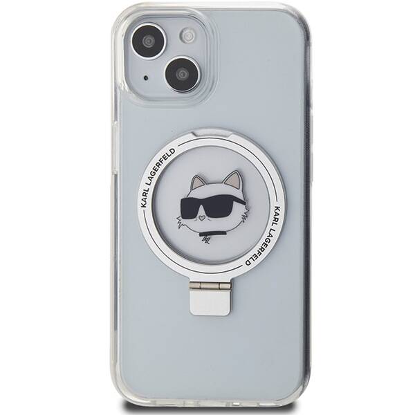 KARL LAGERFELD KLHMP15SHMRSCHH IPHONE 15 / 14 / 13 6.1" BIAŁY/WHITE HARDCASE RING STAND CHOUPETTE HEAD MAGSAFE