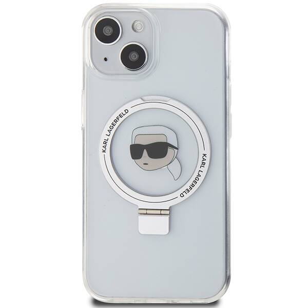 KARL LAGERFELD KLHMP15SHMRSKHH IPHONE 15 / 14 / 13 6.1" BIAŁY/WHITE HARDCASE RING STAND KARL HEAD MAGSAFE