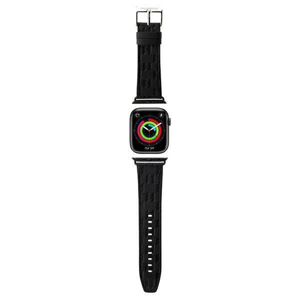 KARL LAGERFELD PASEK KLAWMSAKLHPK APPLE WATCH 38/40/41MM CZARNY/BLACK STRAP SAFFIANO MONOGRAM