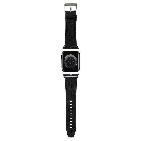 KARL LAGERFELD PASEK KLAWMSAKLHPK APPLE WATCH 38/40/41MM CZARNY/BLACK STRAP SAFFIANO MONOGRAM