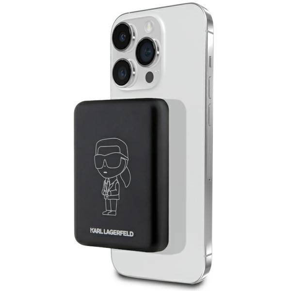 KARL LAGERFELD POWERBANK INDUKCYJNY KLPBMKIOTTGK 5W 3000MAH CZARNY/BLACK IKONIK MAGSAFE