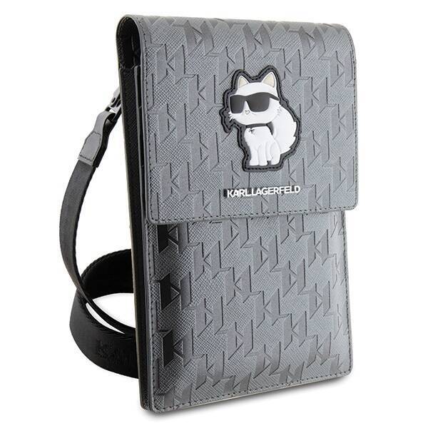 KARL LAGERFELD TOREBKA KLWBSAKHPCG SREBRNY/SILVER SAFFIANO MONOGRAM CHOUPETTE