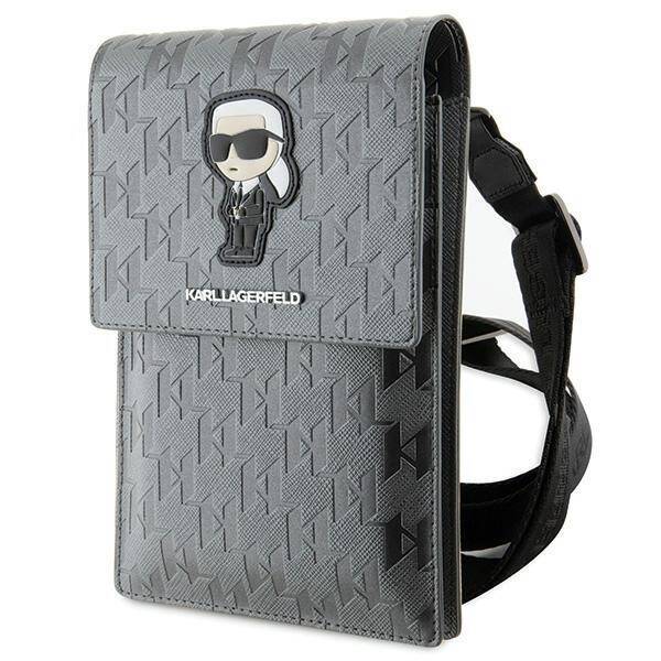 KARL LAGERFELD TOREBKA KLWBSAKHPKG SREBRNY/SILVER SAFFIANO MONOGRAM IKONIK