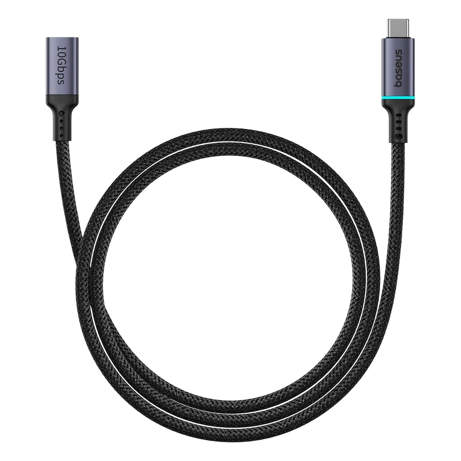 Kabel Baseus High Definition Series USB-C (męski) / USB-C (żeński) 10Gb/s 1m - czarny