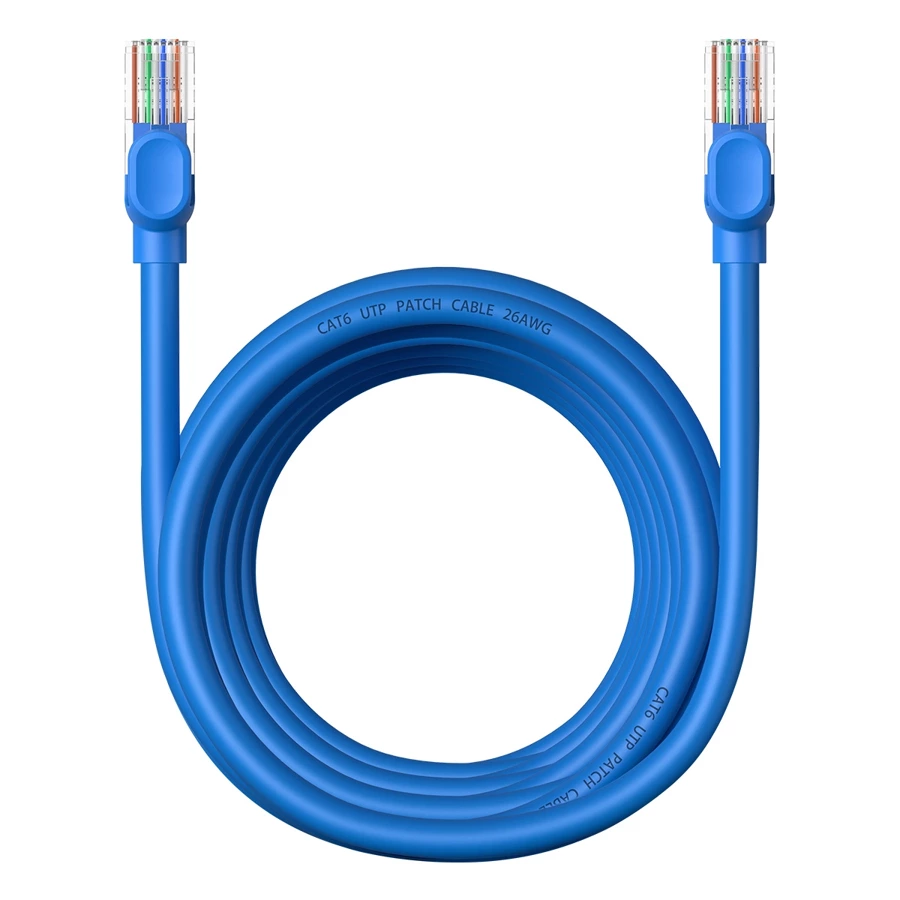 Kabel Ethernet Baseus High Speed Cat 6 RJ-45 1000Mb/s 5m okrągły - niebieski