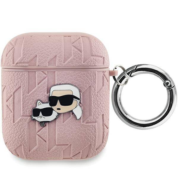 Karl Lagerfeld KLA2PGKCPP AirPods 1/2 cover różowy/pink Monogram Karl & Choupette Head