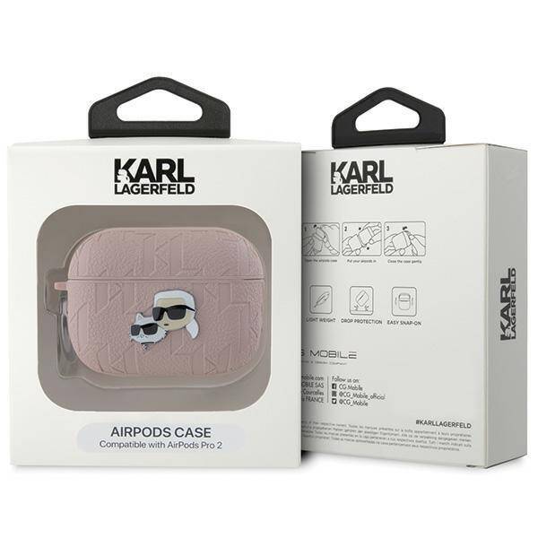 Karl Lagerfeld KLAP2PGKCPP AirPods Pro 2 (2022/2023) cover różowy/pink Monogram Karl & Choupette Head
