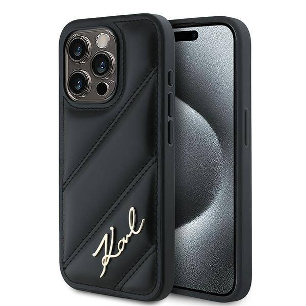 Karl Lagerfeld KLHCP13LPQDSMGK iPhone 13 Pro / 13 6.1" czarny/black hardcase Diagonal Quilted Script