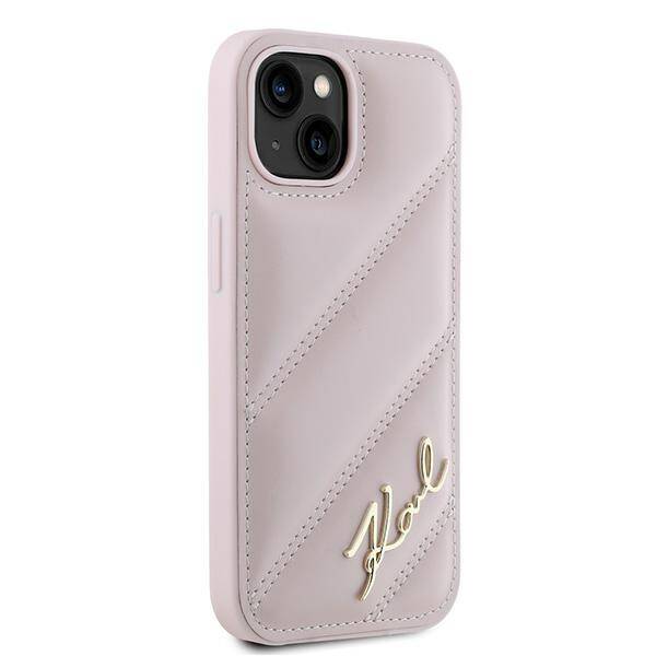 Karl Lagerfeld KLHCP14SPQDSMGP iPhone 14 / 15 / 13 6.1" różowy/pink hardcase Diagonal Quilted Script