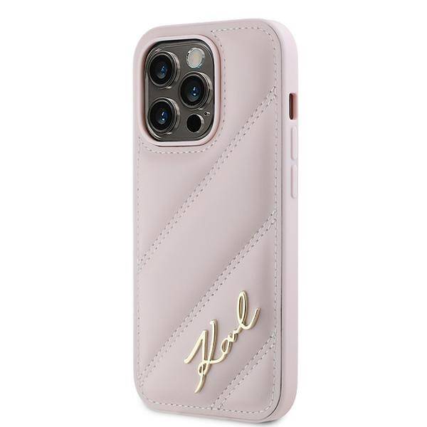 Karl Lagerfeld KLHCP14XPQDSMGP iPhone 14 Pro Max 6.7" różowy/pink hardcase Diagonal Quilted Script