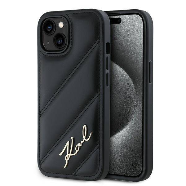 Karl Lagerfeld KLHCP15MPQDSMGK iPhone 15 Plus / 14 Plus 6.7" czarny/black hardcase Diagonal Quilted Script