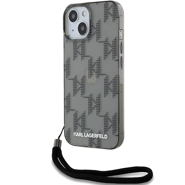 Karl Lagerfeld KLHCP15SHKDPNSK iPhone 15 / 14 / 13 6.1" czarny/black hardcase IML Mono KL Pattern & Cord