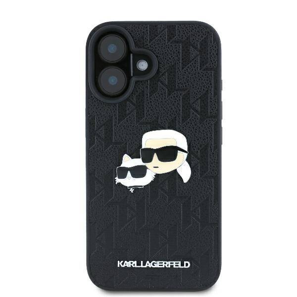 Karl Lagerfeld KLHCP16SPGKLKCPK iPhone 16 6.1" czarny/black hardcase Monogram Karl&Chaoupette Head Pin