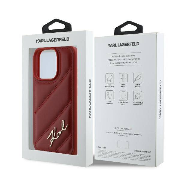 Karl Lagerfeld KLHCP16XPQDSMGR iPhone 16 Pro Max 6.9" czerwony/red hardcase Quilted Signature