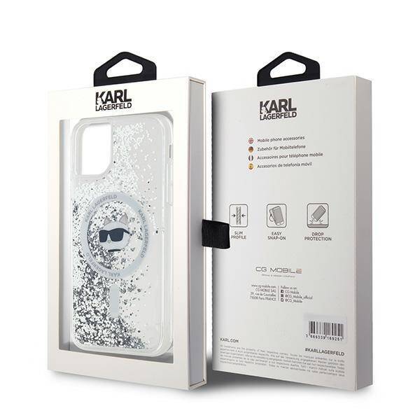 Karl Lagerfeld KLHMN61LGCHSGH iPhone 11 / Xr 6.1" hardcase transparent Liquid Glitter Choupette Head Magsafe