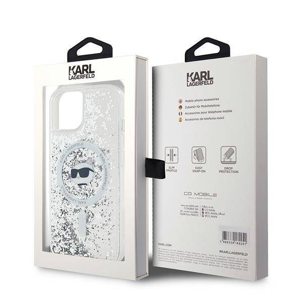 Karl Lagerfeld KLHMP13MLGCHSGH iPhone 13 6.1" hardcase transparent Liquid Glitter Choupette Head Magsafe