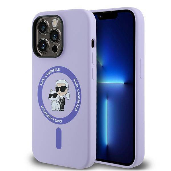 Karl Lagerfeld KLHMP14LSCMKCRHU iPhone 14 Pro 6.1" fioletowy/purple HC MagSafe Silicone KC Heads Ring