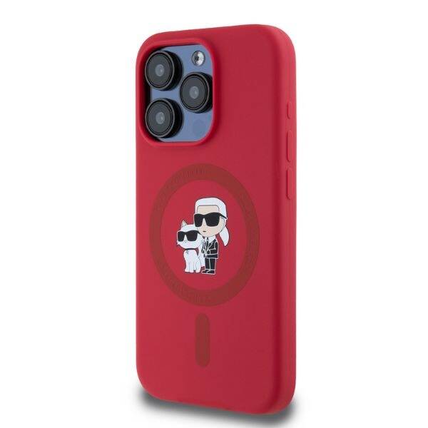 Karl Lagerfeld KLHMP15LSCMKCRHR iPhone 15 Pro 6.1" czerwony/red hardcase Silicone KC Heads Ring MagSafe