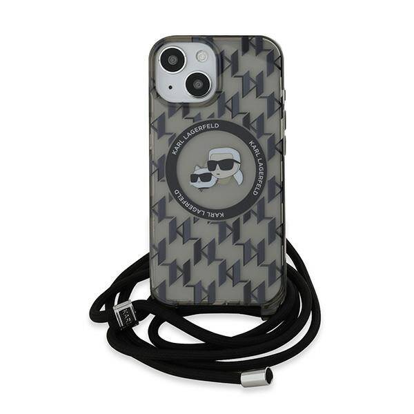 Karl Lagerfeld KLHMP15SHCKCKLCK iPhone 15 / 14 / 13 6.1" czarny/black hardcase IML Crossbody Monogram Karl & Choupette Head MagSafe