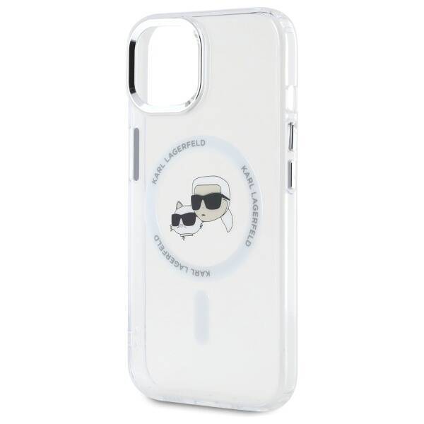 Karl Lagerfeld KLHMP15SHLSKCH iPhone 15   6.1" biały/white hardcase IML Metal Karl&Choupette Head MagSafe