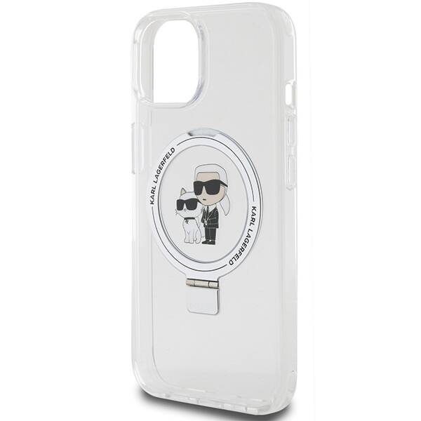 Karl Lagerfeld KLHMP15SHMRSKCH iPhone 15 / 14 / 13 6.1" biały/white hardcase Ring Stand Karl&Choupettte MagSafe