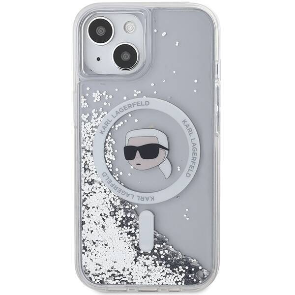 Karl Lagerfeld KLHMP15SLGKISGH iPhone 15 / 14 / 13 6.1" hardcase transparent Liquid Glitter Karl Head Magsafe