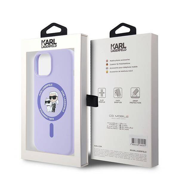 Karl Lagerfeld KLHMP15SSCMKCRHU iPhone 15 6.1" fioletowy/purple hardcase Silicone KC Heads Ring MagSafe