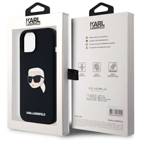 Karl Lagerfeld KLHMP15SSKHPPLK iPhone 15  6.1" czarny/black hardcase Silicone Karl Head Print MagSafe