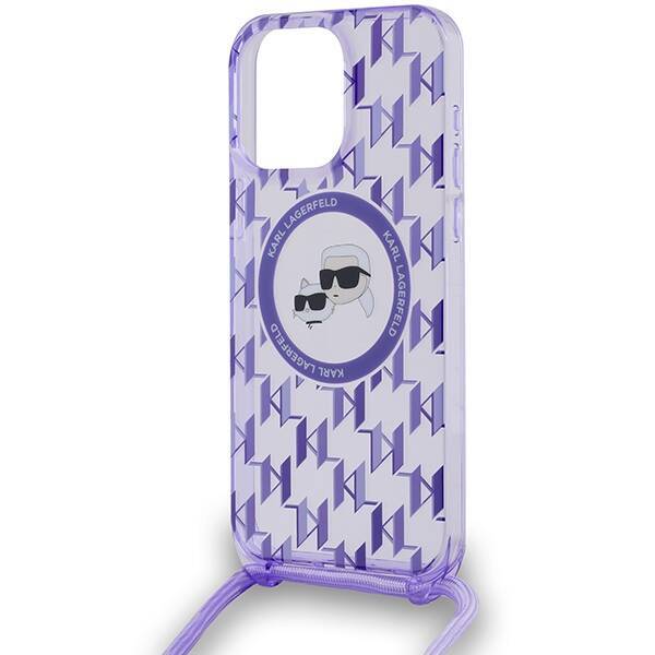 Karl Lagerfeld KLHMP15XHCKCKLCU iPhone 15 Pro Max 6.7" fioletowy/purple hardcase IML Crossbody Monogram Karl & Choupette Head MagSafe