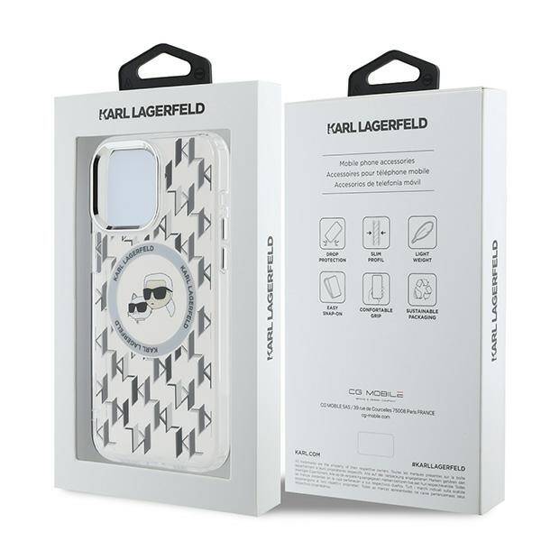 Karl Lagerfeld KLHMP15XHMCKMHT iPhone 15 Pro Max 6.7" przezroczysty/transparent IML Monogram Karl&Choupette Head MagSafe