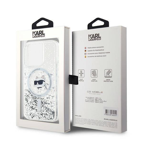 Karl Lagerfeld KLHMP15XLGCHSGH iPhone 15 Pro Max 6.7" hardcase transparent Liquid Glitter Choupette Head Magsafe