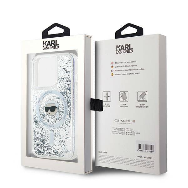 Karl Lagerfeld KLHMP15XLGKISGH iPhone 15 Pro Max 6.7" hardcase transparent Liquid Glitter Karl Head Magsafe