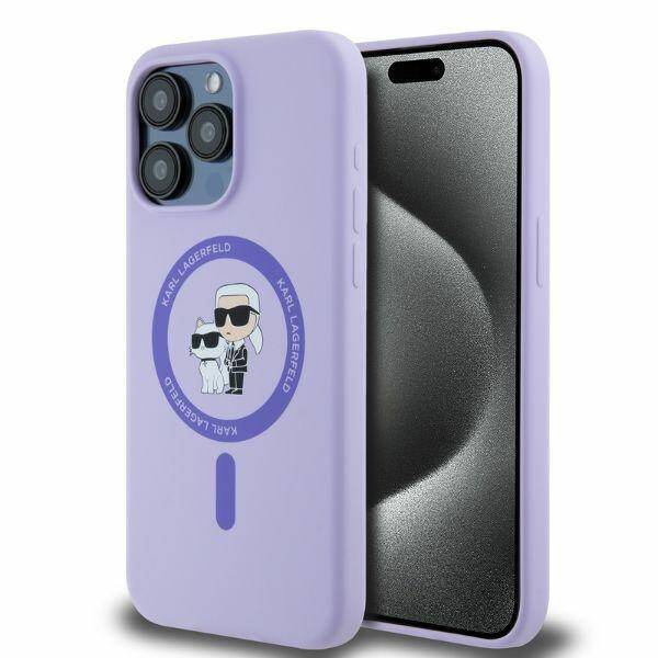 Karl Lagerfeld KLHMP15XSCMKCRHU iPhone 15 Pro Max 6.7" fioletowy/purple hardcase Silicone KC Heads Ring MagSafe