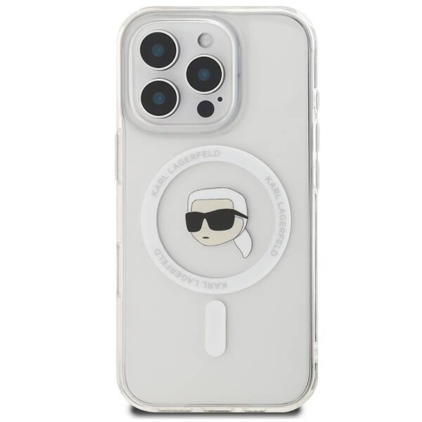 Karl Lagerfeld KLHMP16LHLSKIH iPhone 16 Pro 6.3" biały/white hardcase IML Metal Karl Head MagSafe