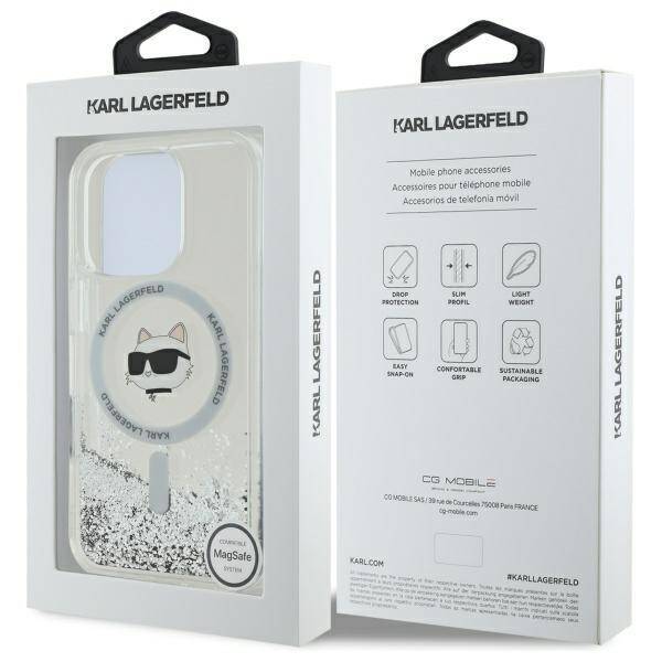 Karl Lagerfeld KLHMP16LLGCHSGH iPhone 16 Pro 6.3" hardcase transparent Liquid Glitter Choupette Head Magsafe