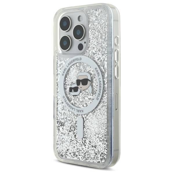 Karl Lagerfeld KLHMP16LLGKCSGH iPhone 16 Pro 6.3" hardcase transparent Liquid Glitter Karl&Choupette Head Magsafe