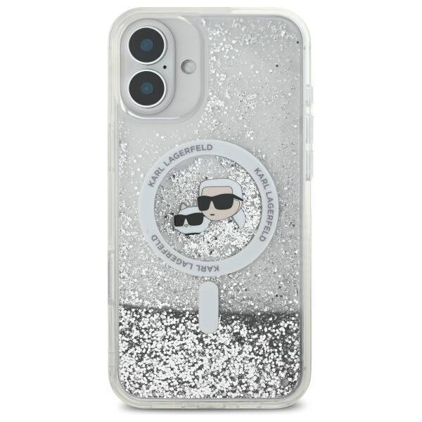 Karl Lagerfeld KLHMP16SLGKCSGH iPhone 16 6.1" hardcase transparent Liquid Glitter Karl&Choupette Head Magsafe