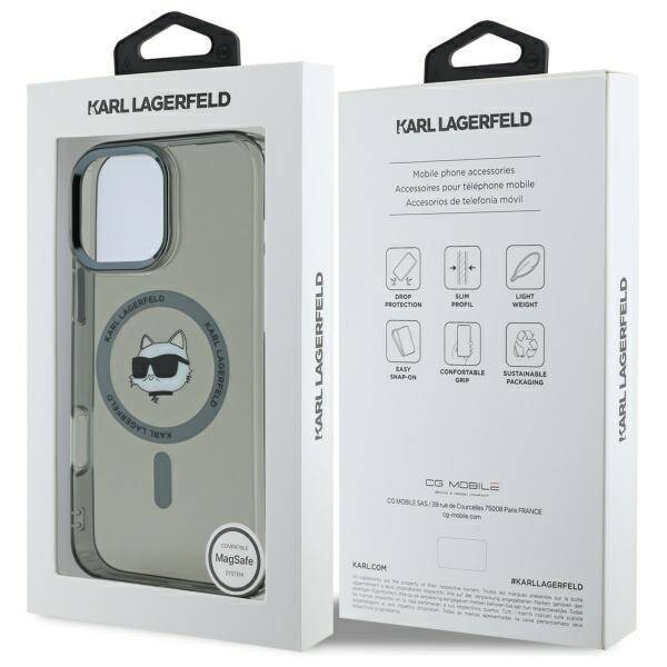 Karl Lagerfeld KLHMP16XHLSCHK iPhone 16 Pro Max 6.9" czarny/black hardcase IML Metal Choupette Head MagSafe