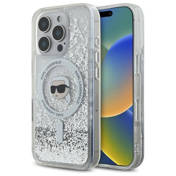 Karl Lagerfeld KLHMP16XLGKISGH iPhone 16 Pro Max 6.9" hardcase transparent Liquid Glitter Karl Head Magsafe