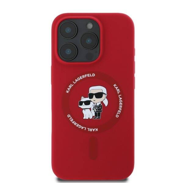 Karl Lagerfeld KLHMP16XSCMKCRHR iPhone 16 Pro Max czerwony/red HC MagSafe Silicone KC Heads Ring