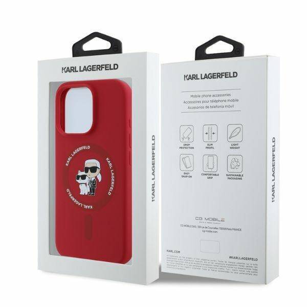 Karl Lagerfeld KLHMP16XSCMKCRHR iPhone 16 Pro Max czerwony/red HC MagSafe Silicone KC Heads Ring