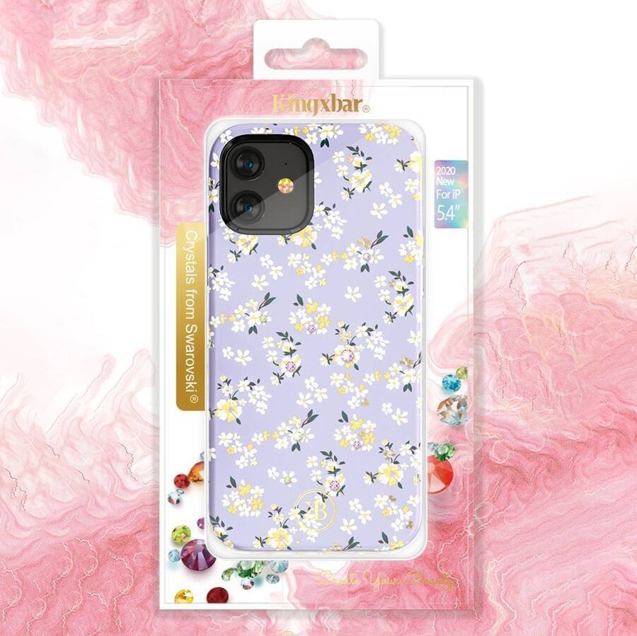 Kingxbar Blossom etui ozdobione oryginalnymi Kryształami Swarovskiego iPhone 12 mini wielokolorowy (Gardenia)