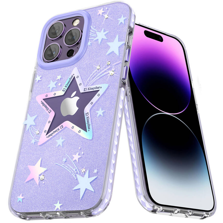 Kingxbar Heart Star Series etui iPhone 14 Pro etui w gwiazdki purple star