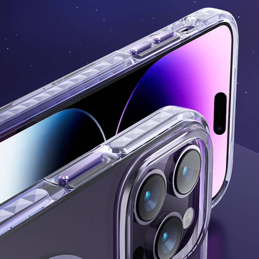 Kingxbar PQY Ice Crystal Series magnetyczne etui iPhone 14 MagSafe różowo-niebieskie