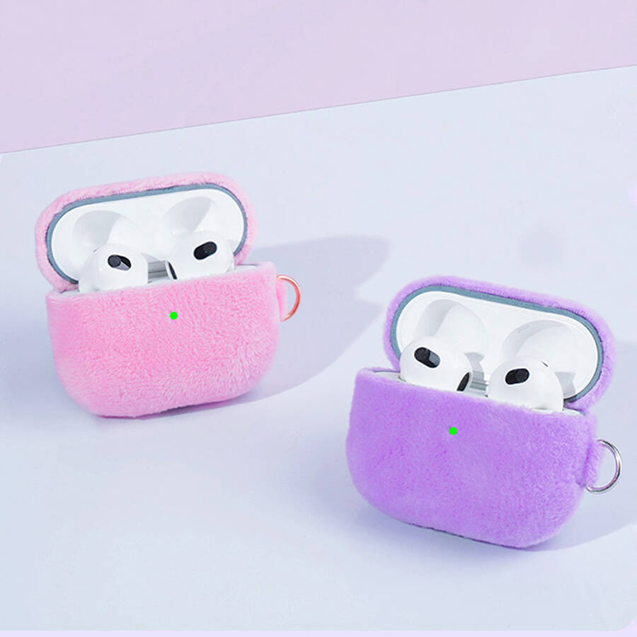 Kingxbar Plush Pods Case etui do AirPods 3 pluszowa obudowa pokrowiec na słuchawki niebieski