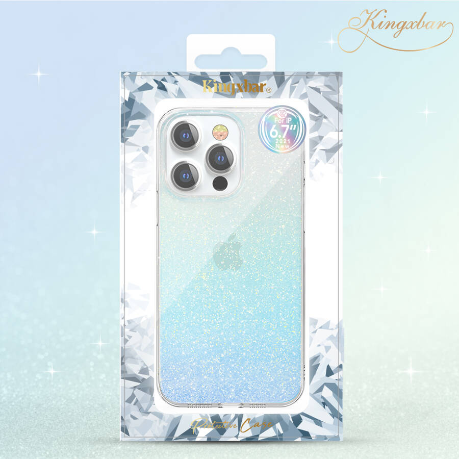 Kingxbar Streamer Series luksusowe eleganckie etui na iPhone 13 Pro niebieski (Triangle)