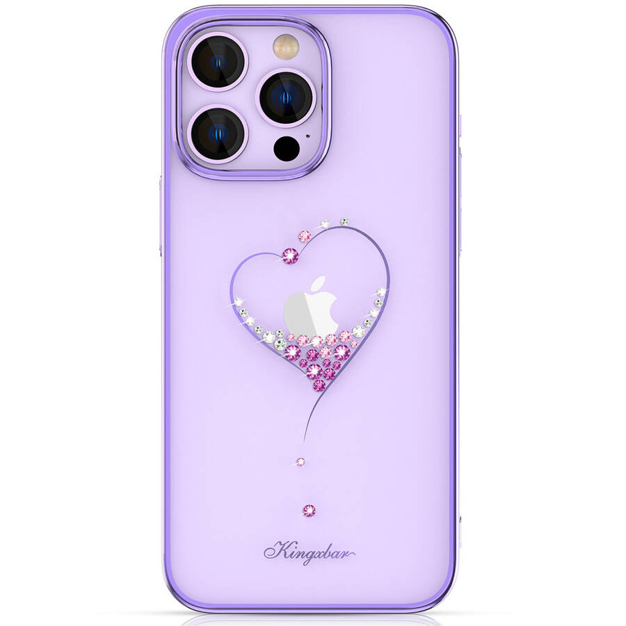 Kingxbar Wish Series etui iPhone 14 Pro Max ozdobione kryształami fioletowe